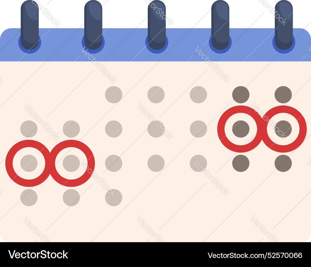 Calendar showing menstrual cycle with ovulation Calendar showing menstrual cycle with ovulation vector image