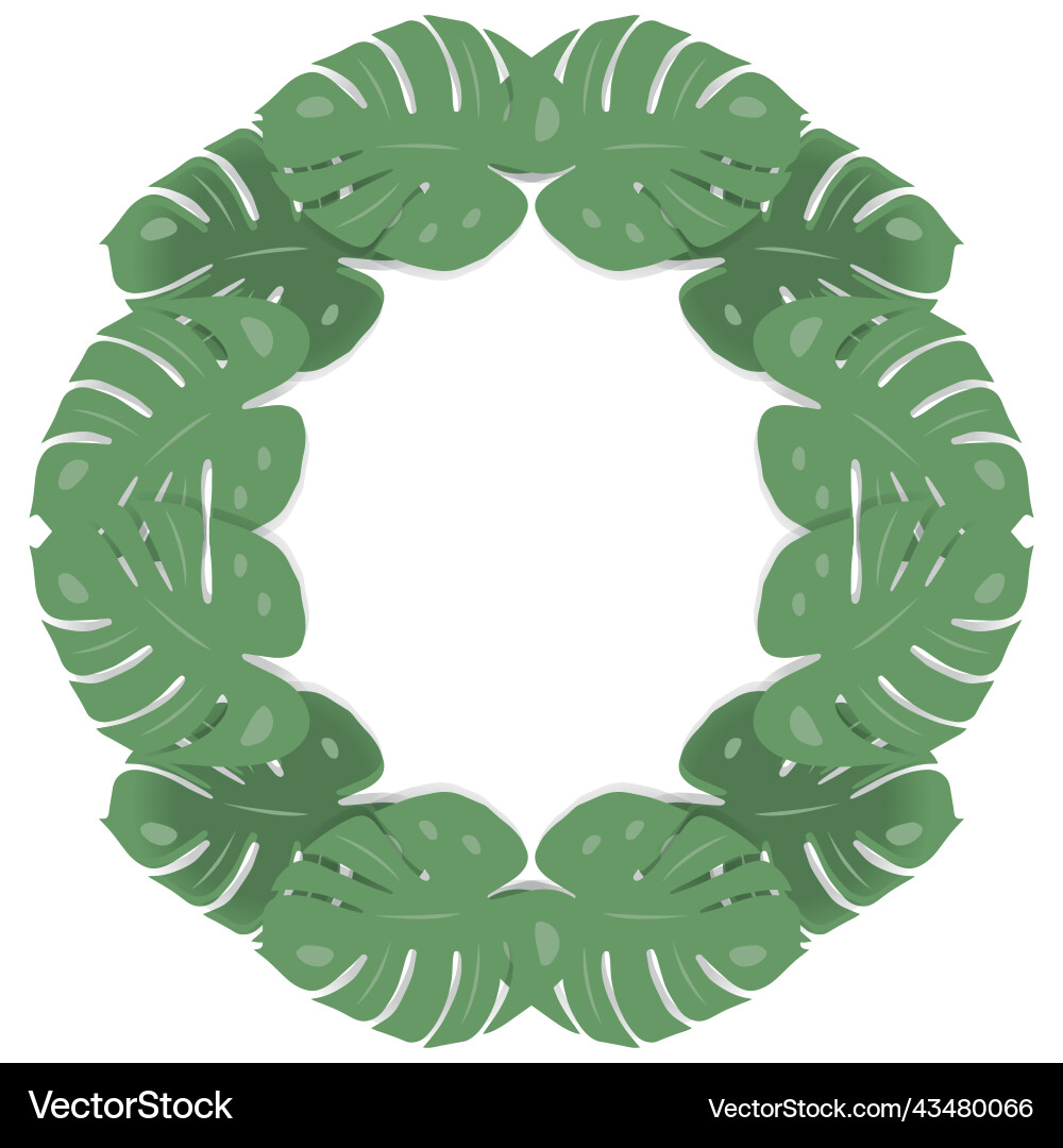 Circle frame with an abstract image of monstera Vector Image
