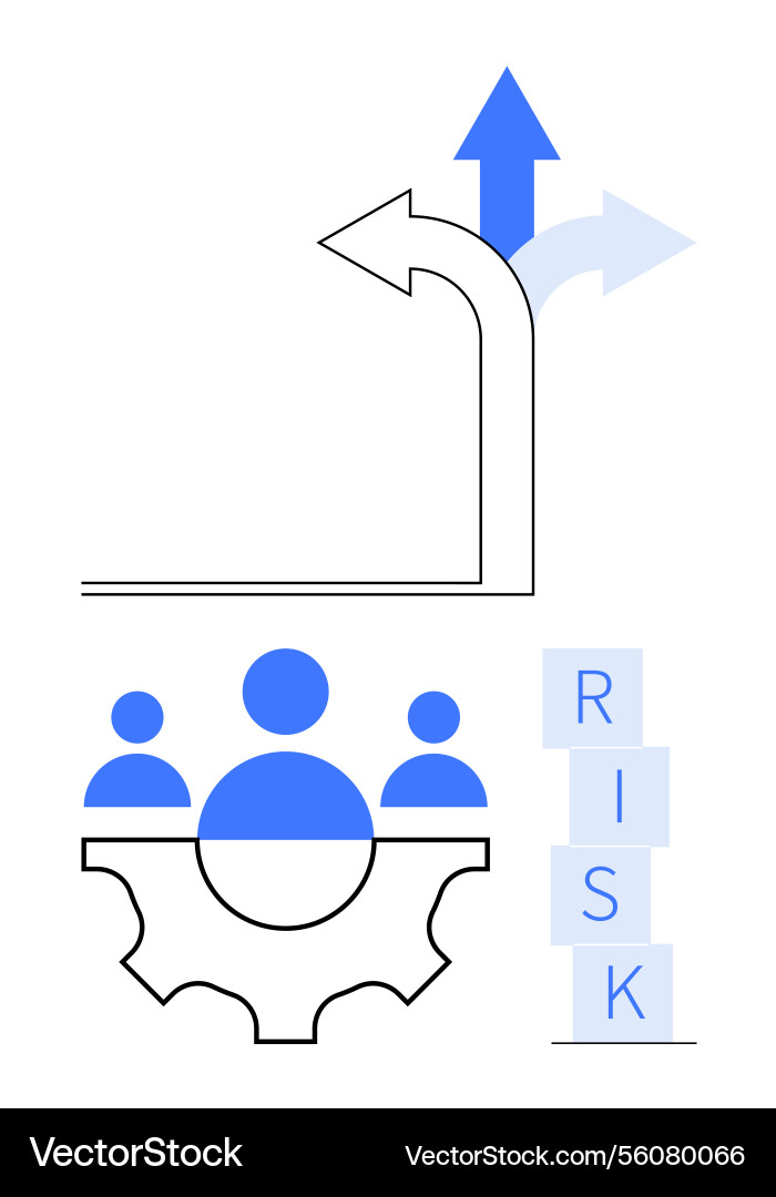 Decision-making path with risk blocks and teamwork Decision-making path with risk blocks and teamwork vector image