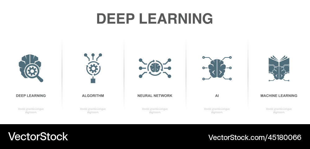 Deep learning algorithm neural network ai Vector Image