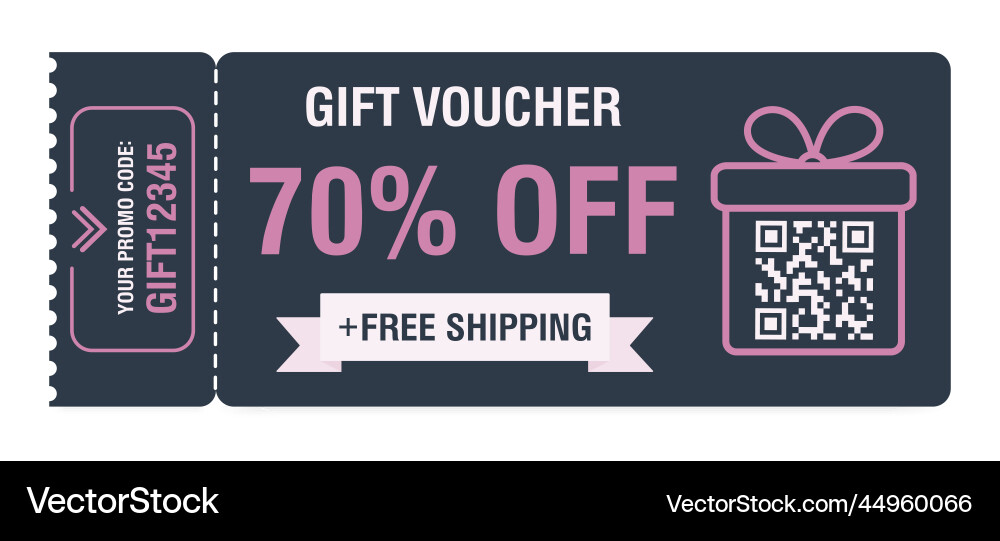 Discount coupon 70 percent off gift voucher Discount coupon 70 percent off gift voucher vector image