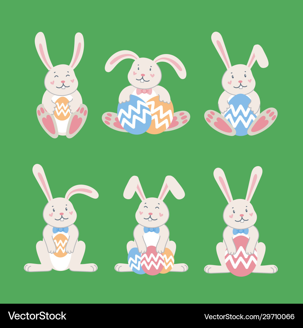 Easter rabbits cartoon bunny from front Easter rabbits cartoon bunny from front vector image