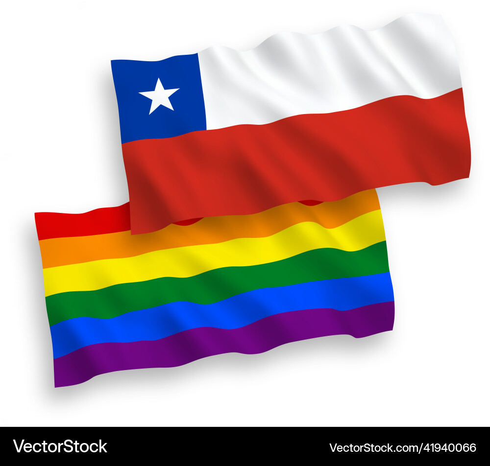 Flags of rainbow gay pride and chile on a white Flags of rainbow gay pride and chile on a white vector image