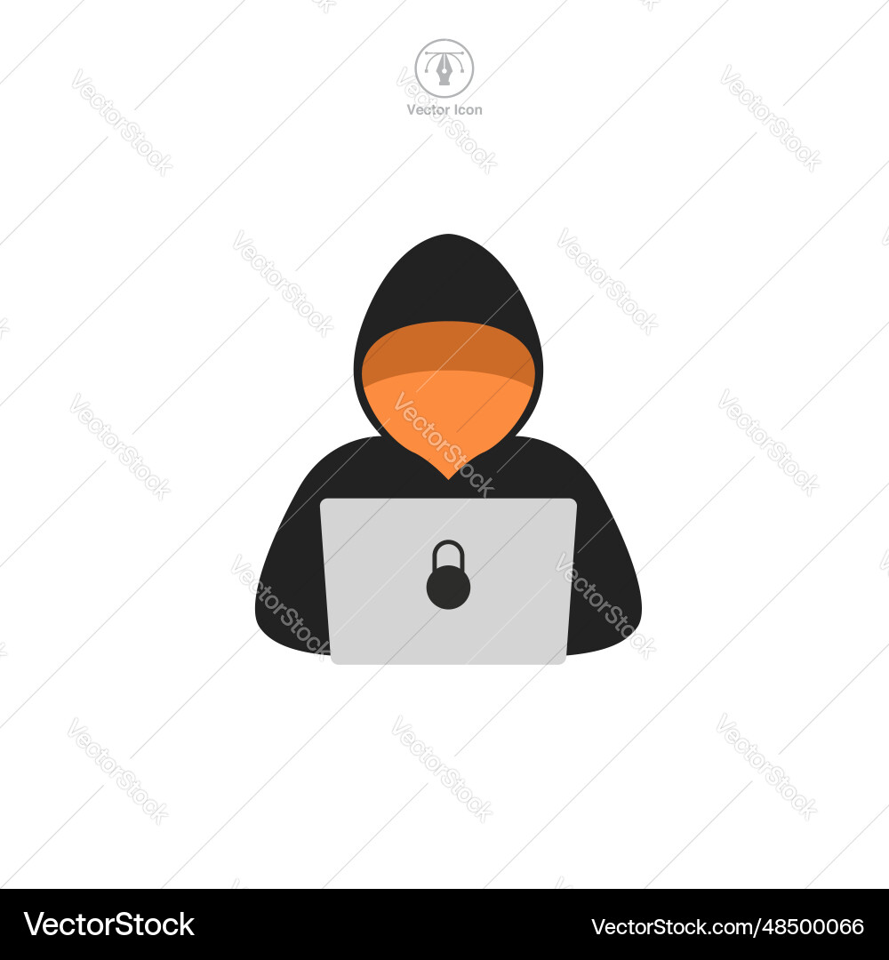 Hacker icon symbol isolated on white background Hacker icon symbol isolated on white background vector image