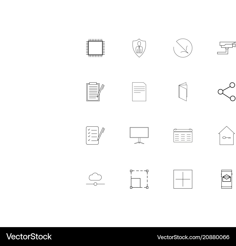 Internet technologies linear thin icons set Vector Image
