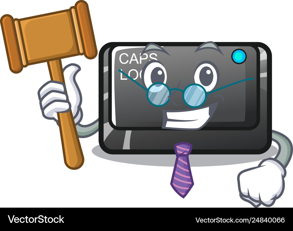 Judge capslock button isolated with cartoon vector image