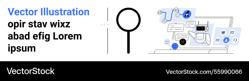 Laptop displaying digital interface with search vector image