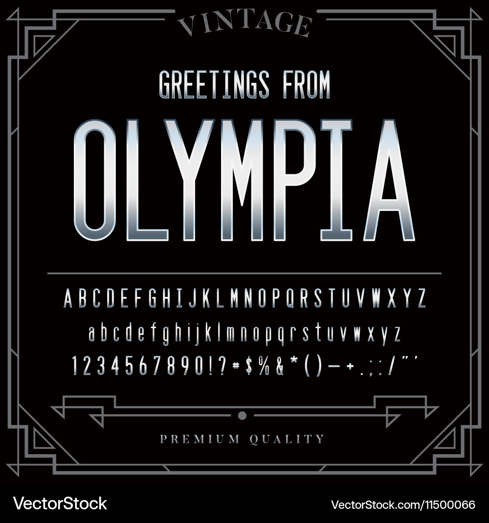 Metallic Chrome Font Set - Letters & Numbers vector image
