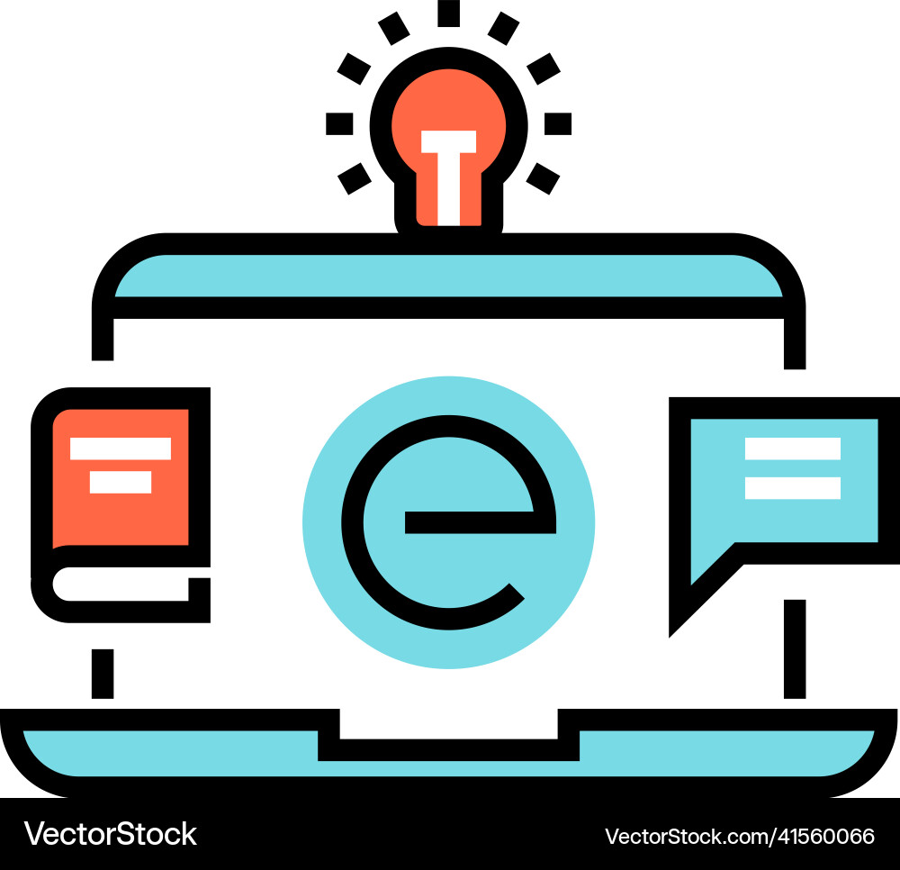 Online education icon book and chat message vector image