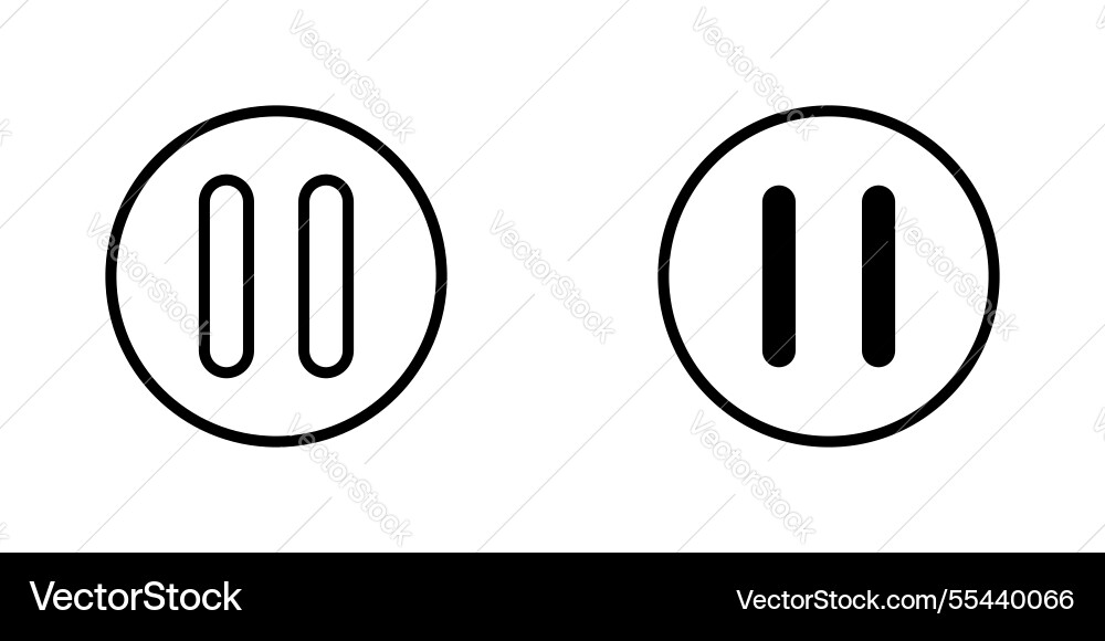 Pause icons stroke line and black solid Vector Image