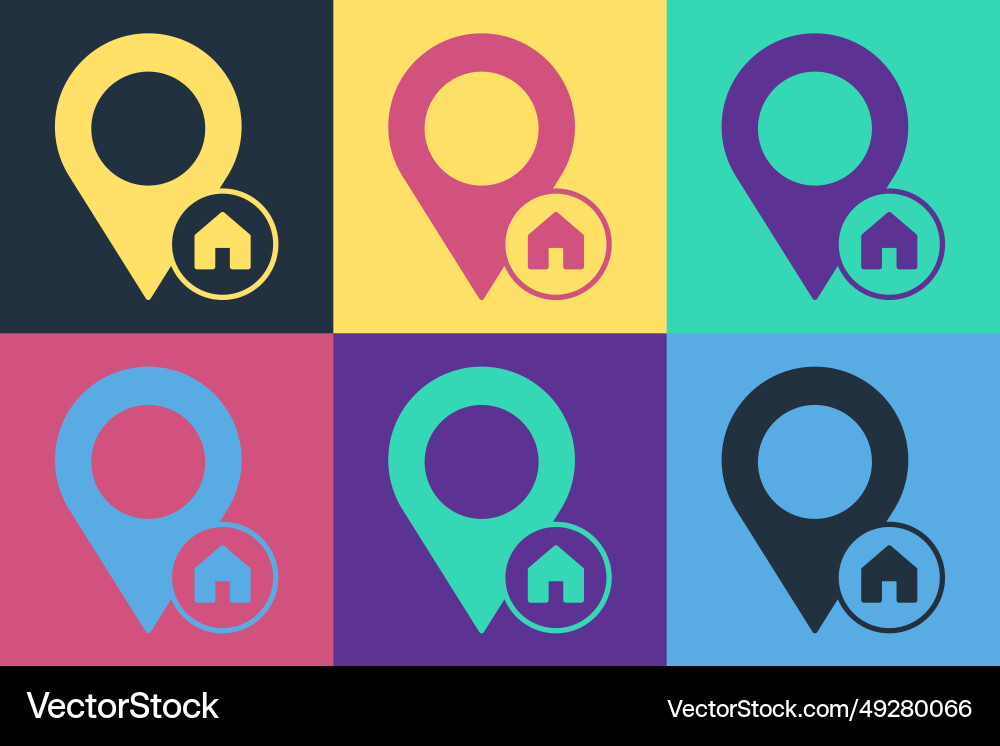 Pop art map pointer with house icon isolated Pop art map pointer with house icon isolated vector image