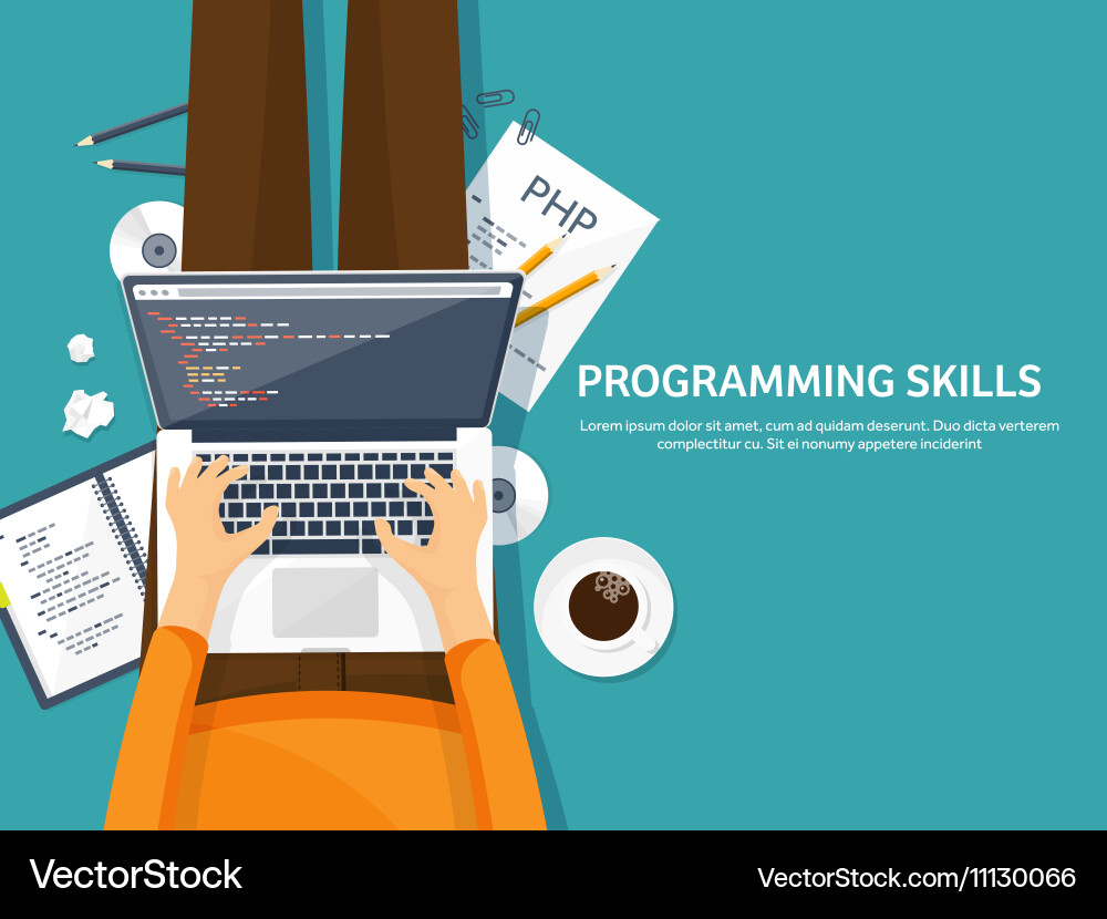 Programmingcoding flat computing background vector image