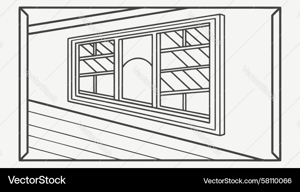 Rustic Window Frame Outline Vector Image