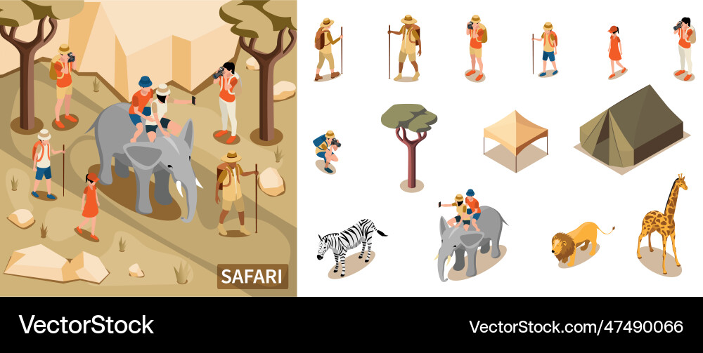 Safari touristische Zusammensetzung Safari touristische Zusammensetzung vektorbild