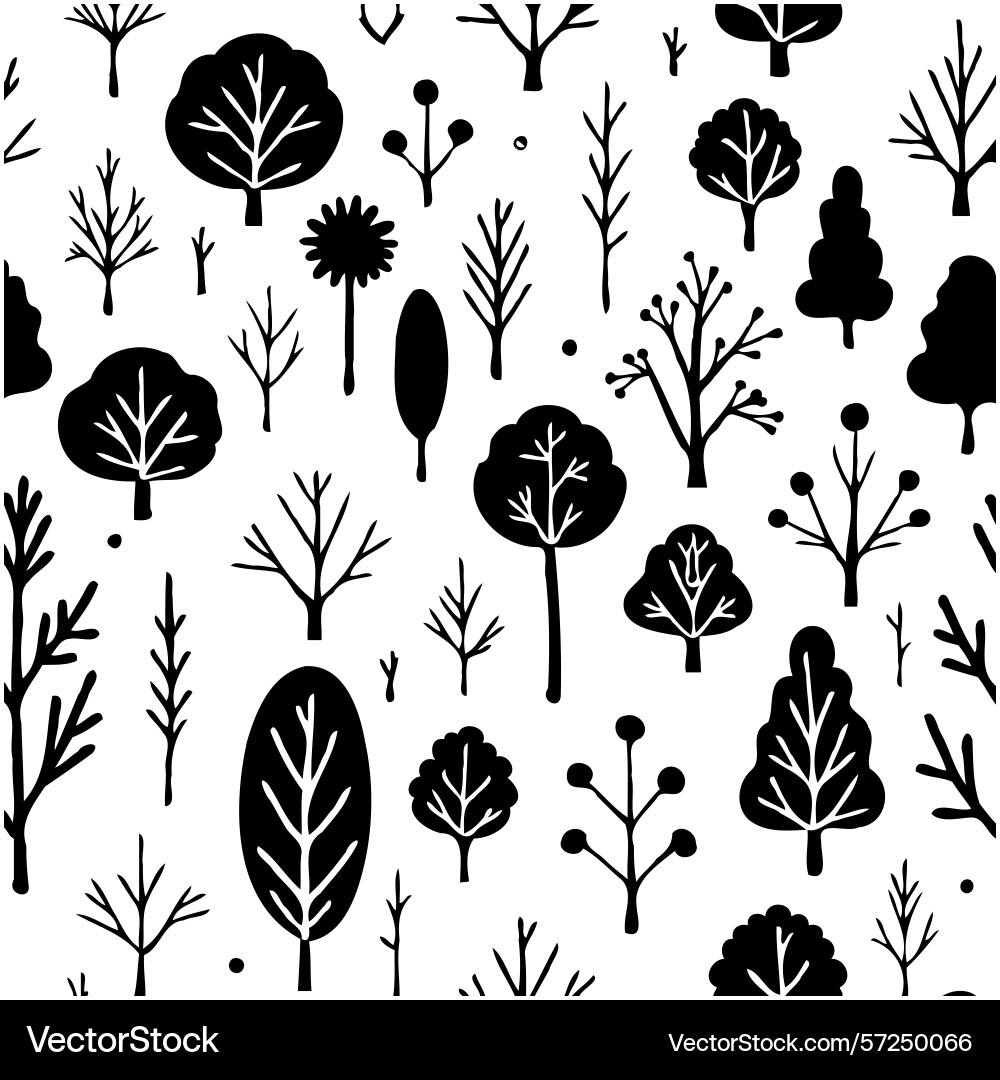 Seamless pattern with stylized trees in black Vector Image