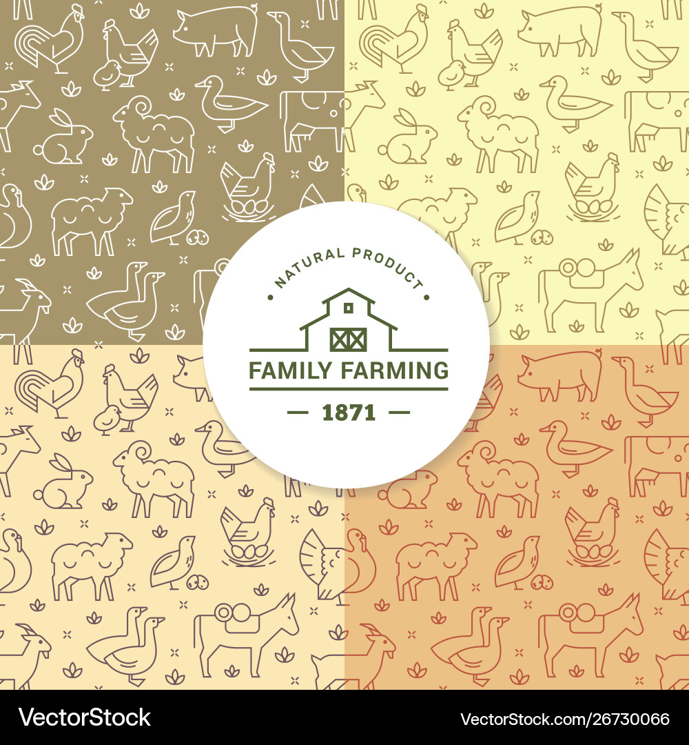 Set four seamless patterns farm Set four seamless patterns farm vector image