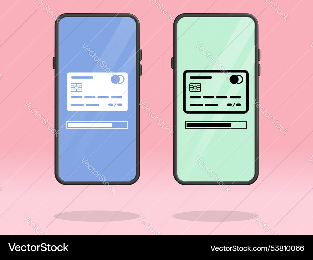 Smartphone credit card loading progress bar Smartphone credit card loading progress bar vector image