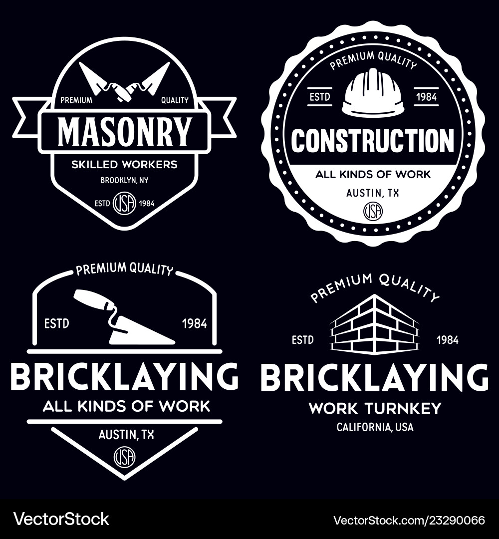 Vintage Construction & Bricklaying Labels vector image