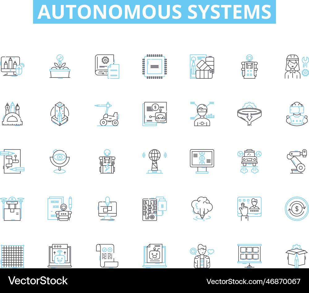 Autonomous systems linear icons set robotics Vector Image