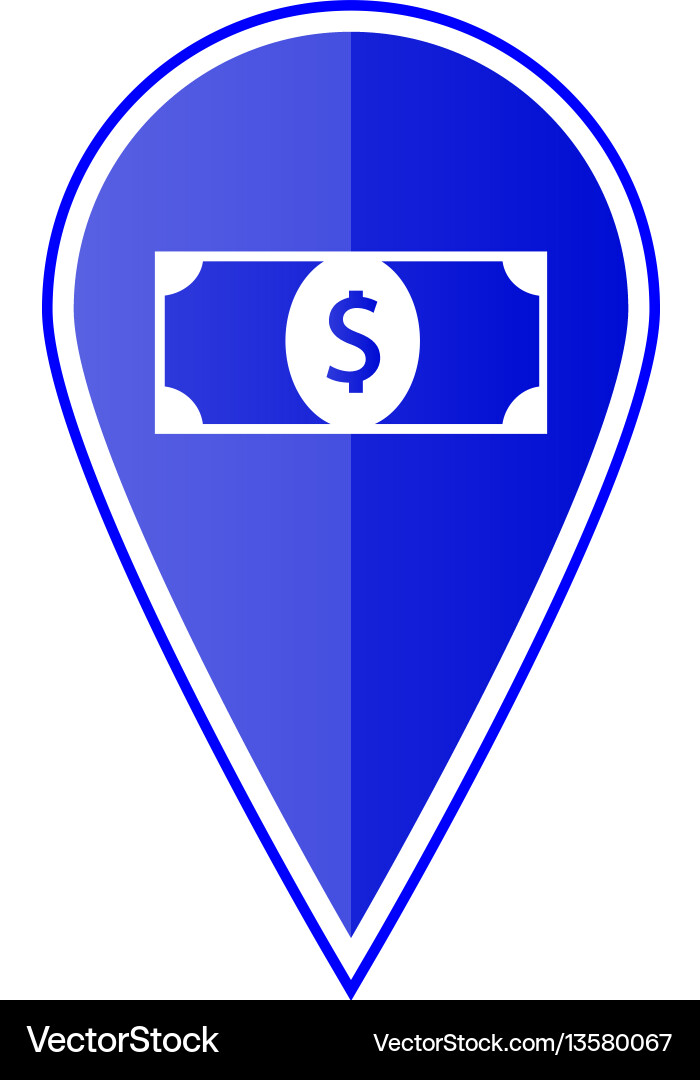 Blue map pointer with dollar icon vector image