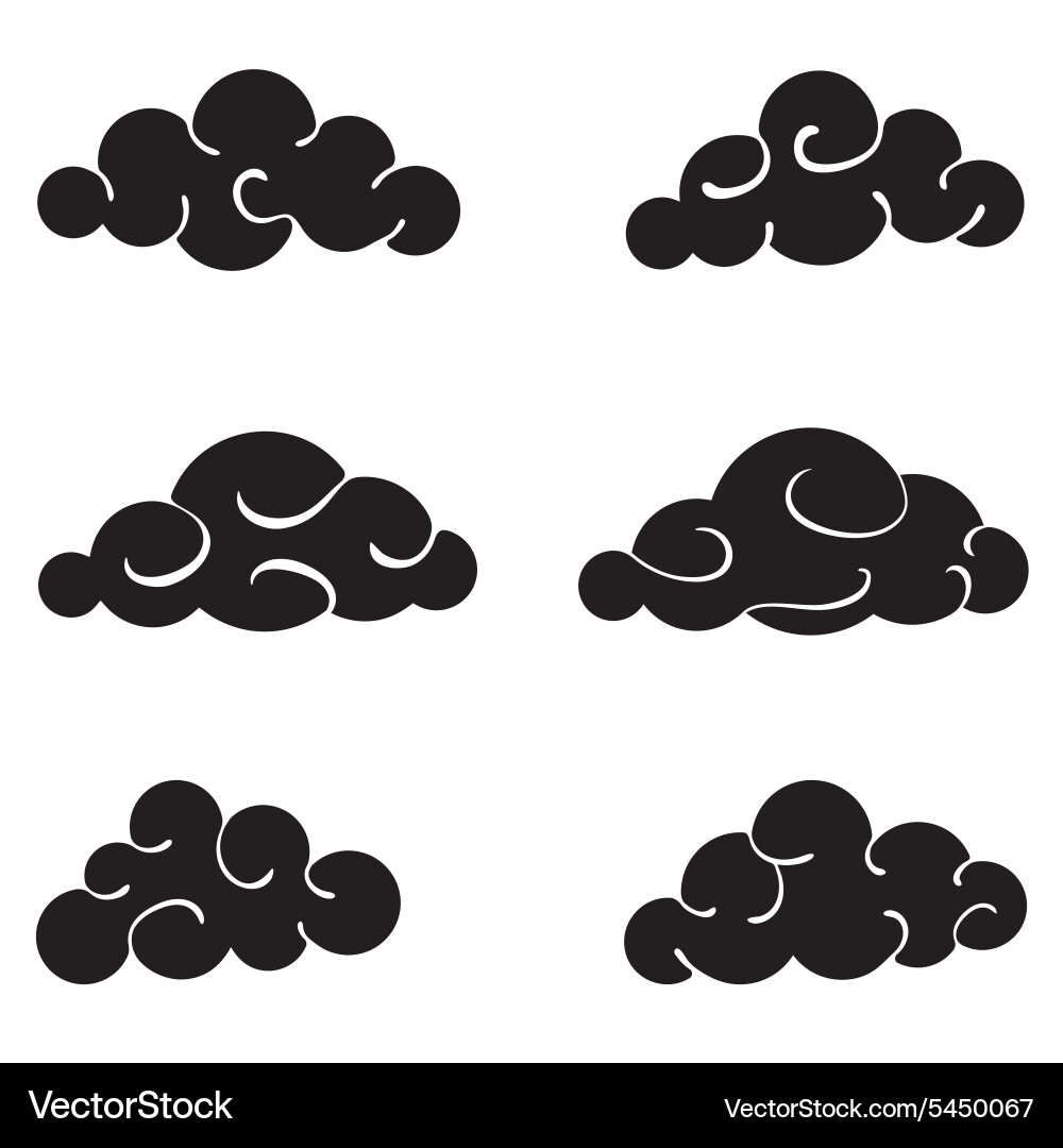 Clouds black set isolated on white background Vector Image
