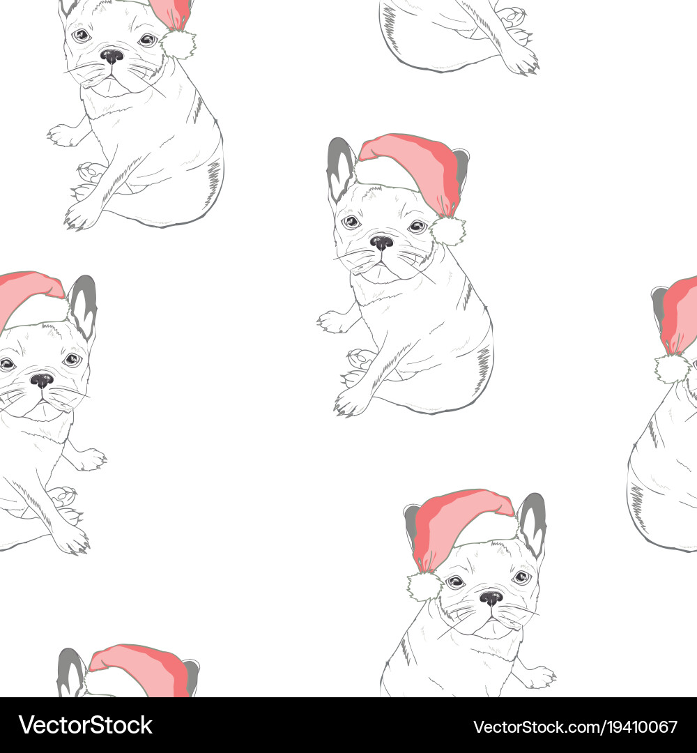 Cute Pug Puppy Seamless Pattern vector image