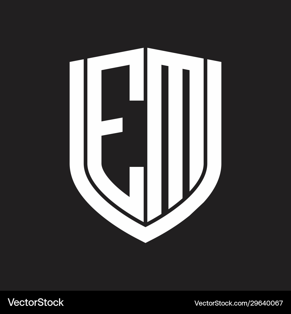 Em logo monogram with emblem shield design Vector Image