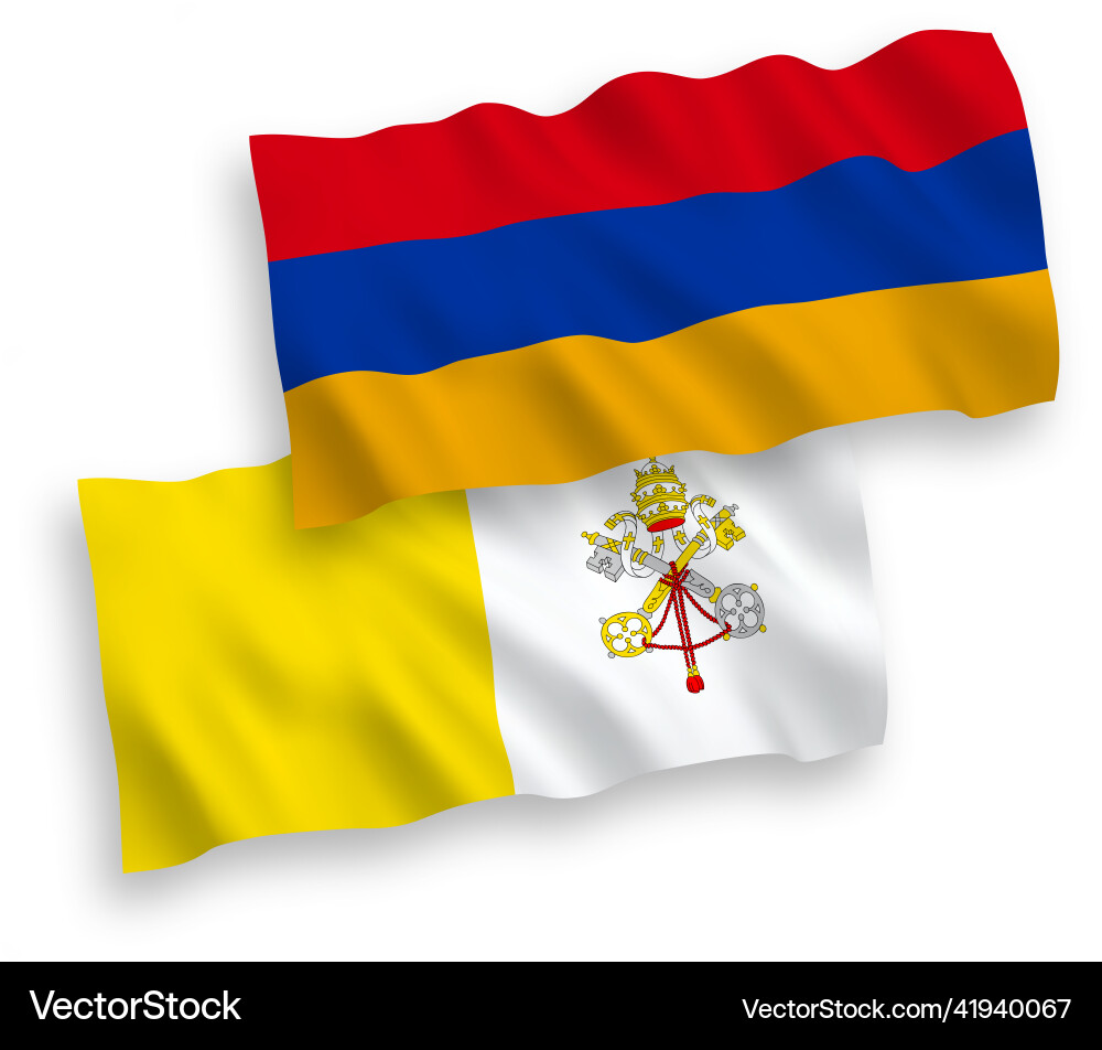 Fahnen aus vatican und armenia auf einem weißen Hintergrund Fahnen aus vatican und armenia auf einem weißen Hintergrund vektorbild