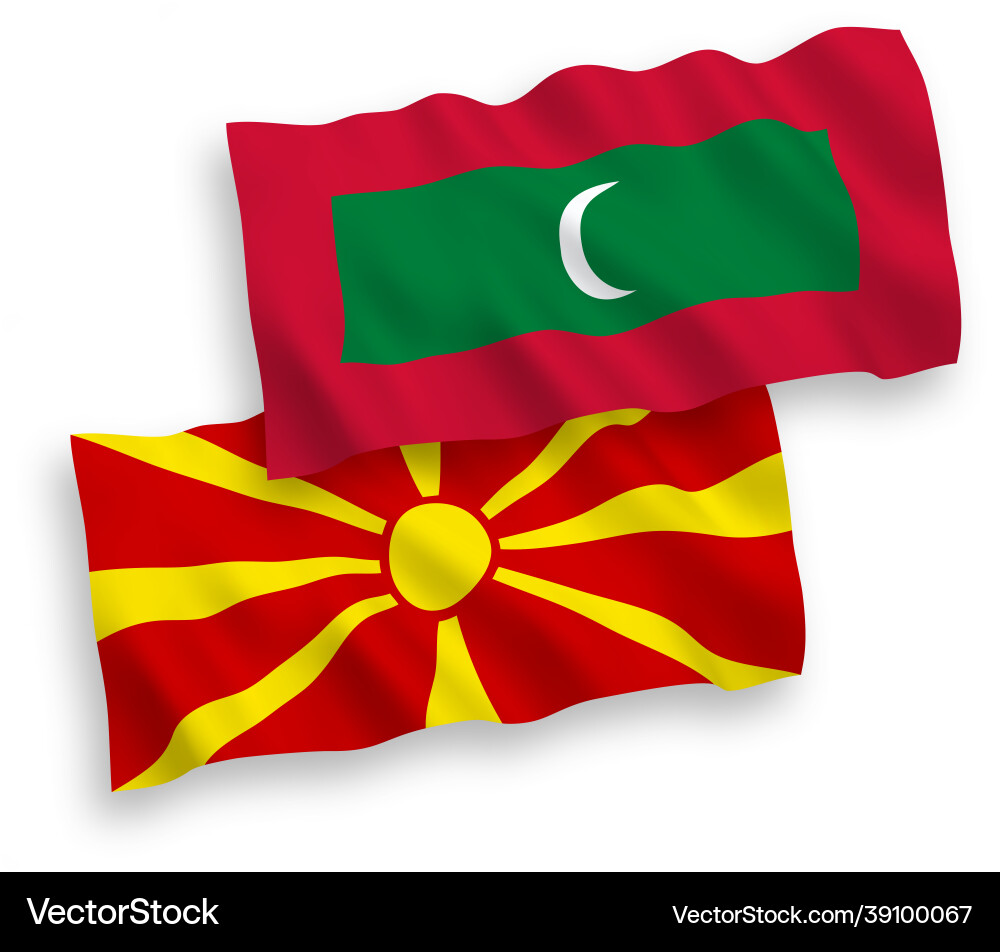 Flags of maldives and north macedonia on a white Flags of maldives and north macedonia on a white vector image