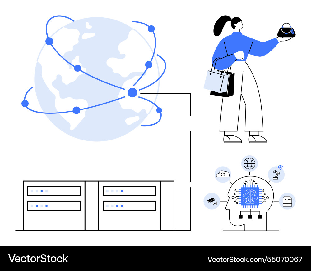 Global data connectivity with ai networking Global data connectivity with ai networking vector image
