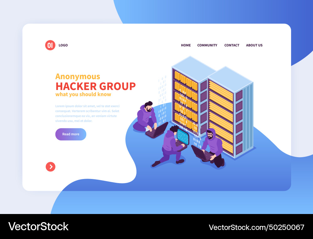 Hacker group landing page Vector Image