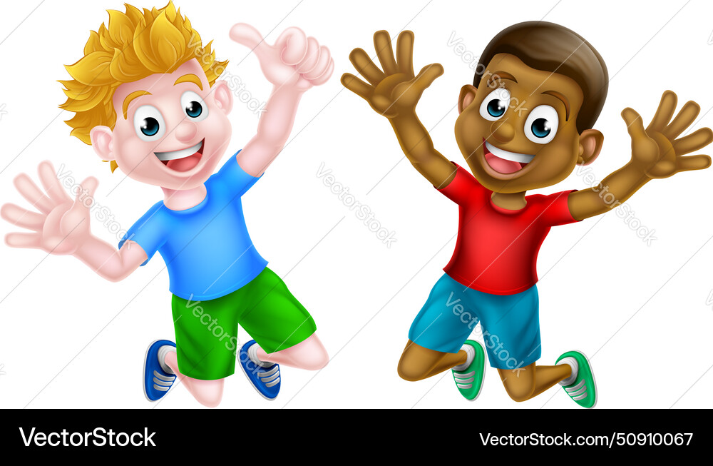 Happy cartoon boys vector image