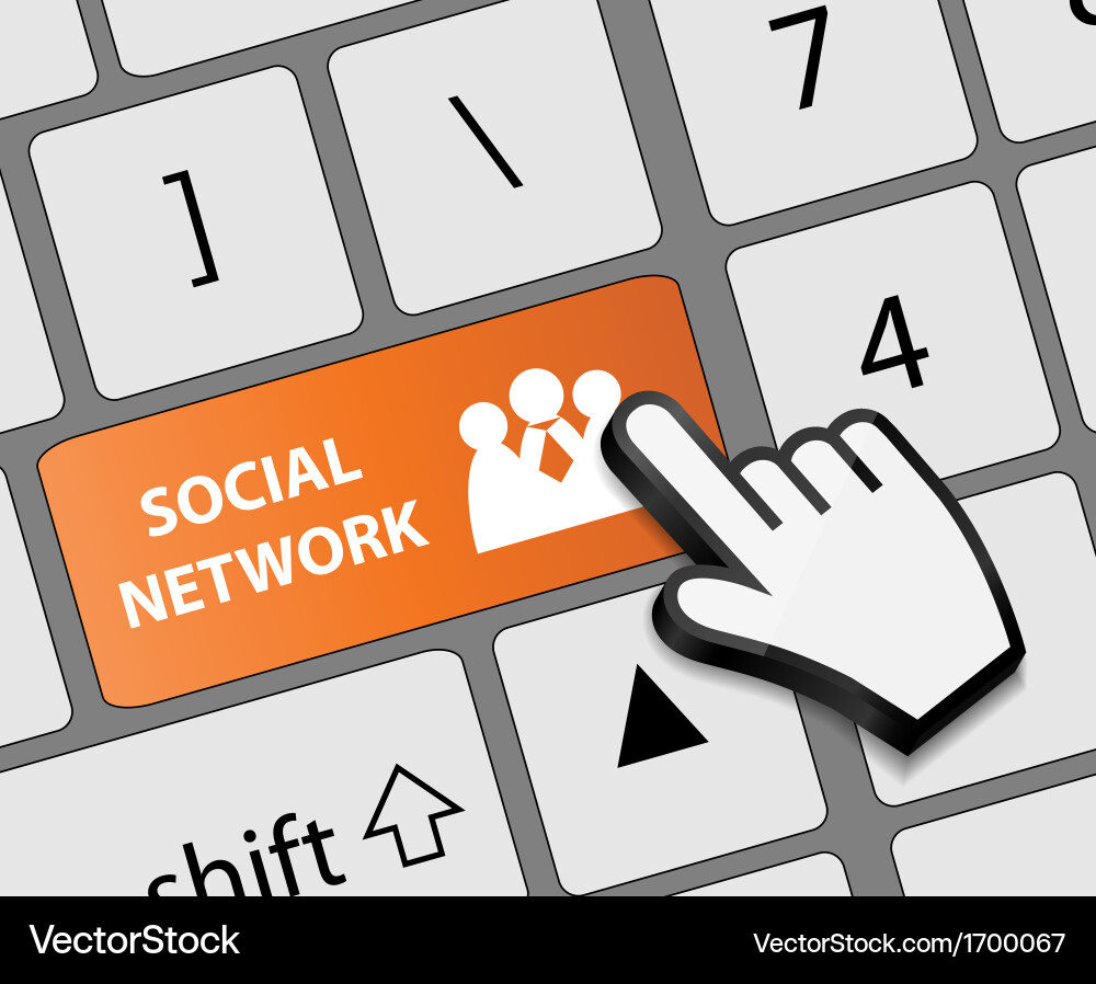 Keyboard contact us button with mouse hand cursor vector image