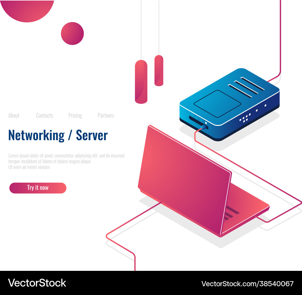 Laptop connected to internet via router Laptop connected to internet via router vector image
