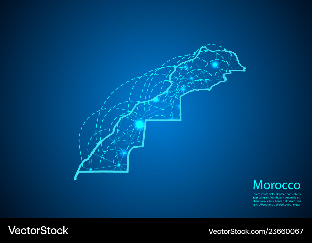 Morocco map with nodes linked by lines concept Morocco map with nodes linked by lines concept vector image