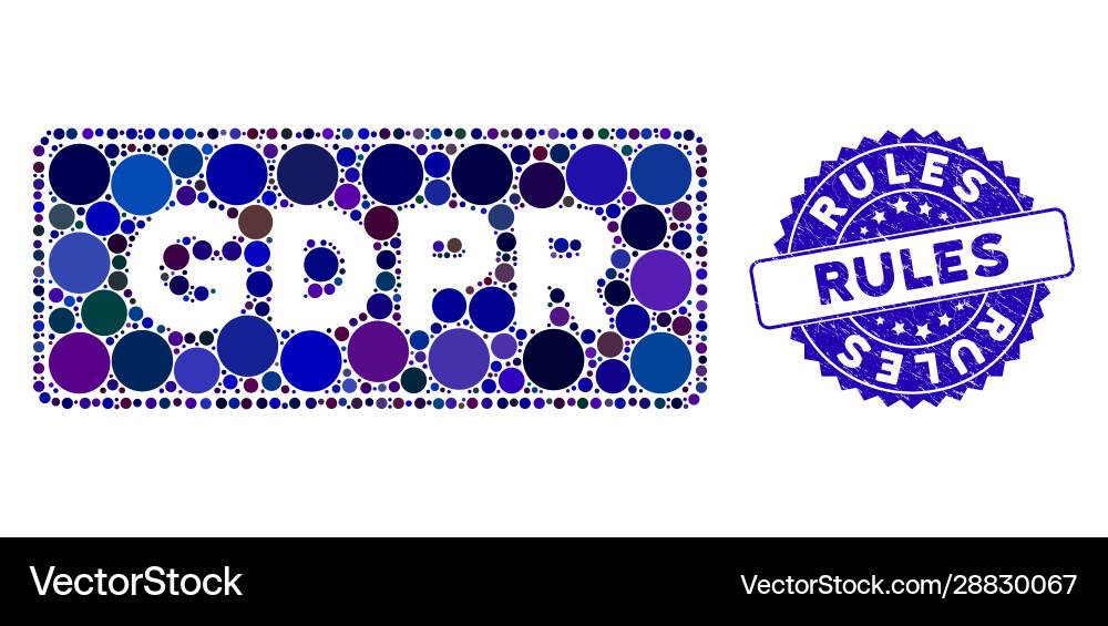 Mosaic gdpr rectangle icon with scratched rules Mosaic gdpr rectangle icon with scratched rules vector image