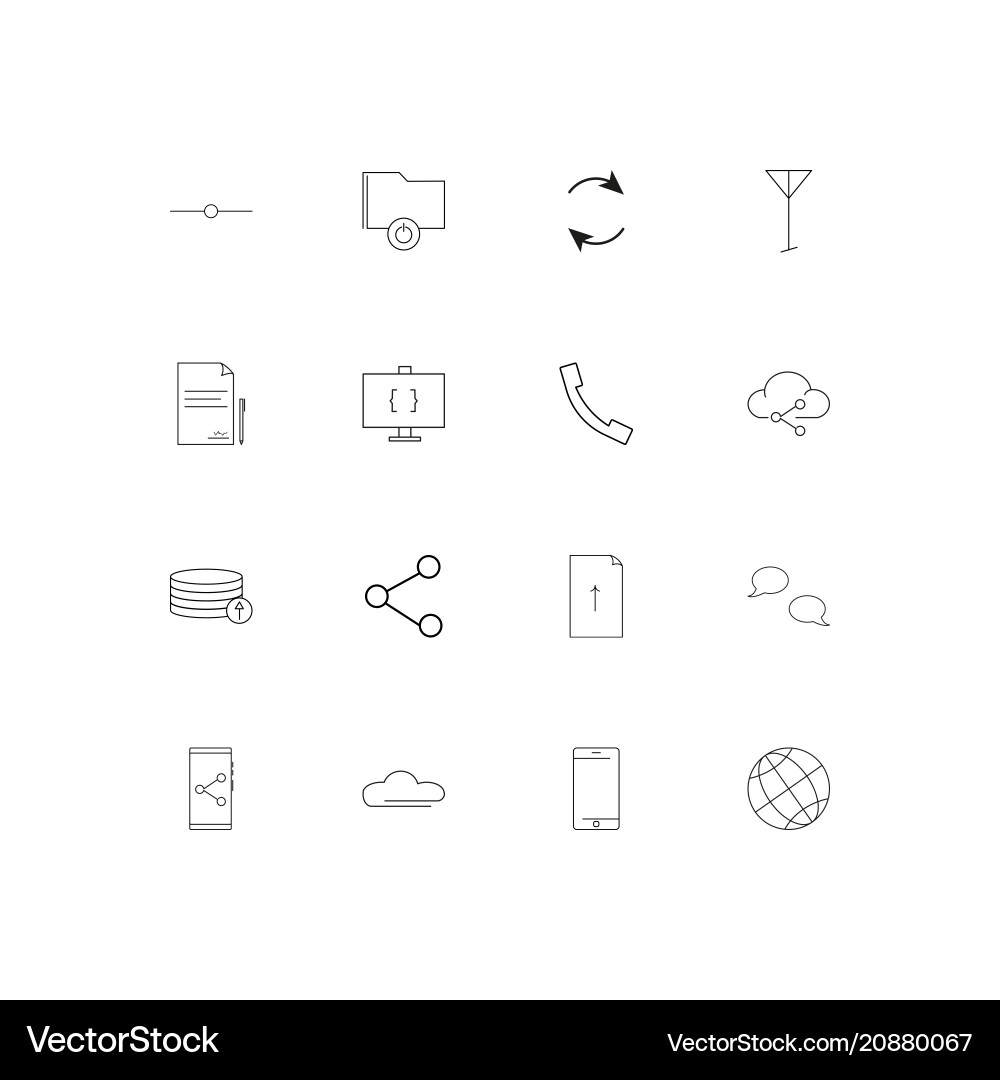 Network and database linear thin icons set Vector Image
