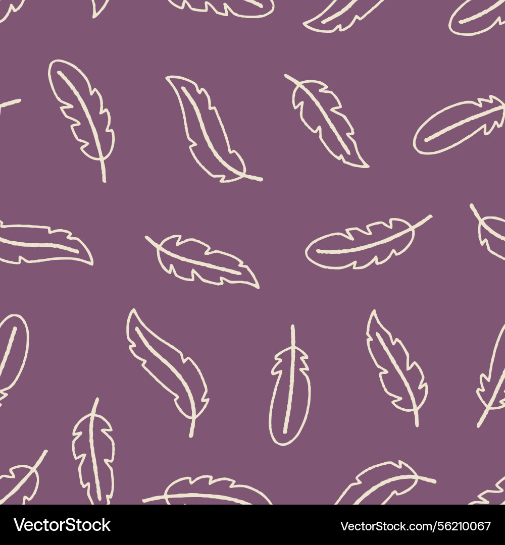 Outline feather pattern repeat seamless Vector Image