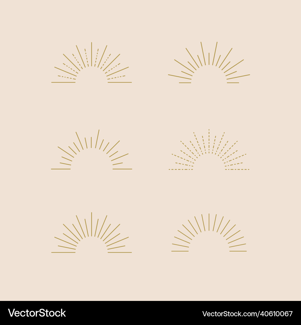 Retro bohemian style rays set colored Retro bohemian style rays set colored vector image