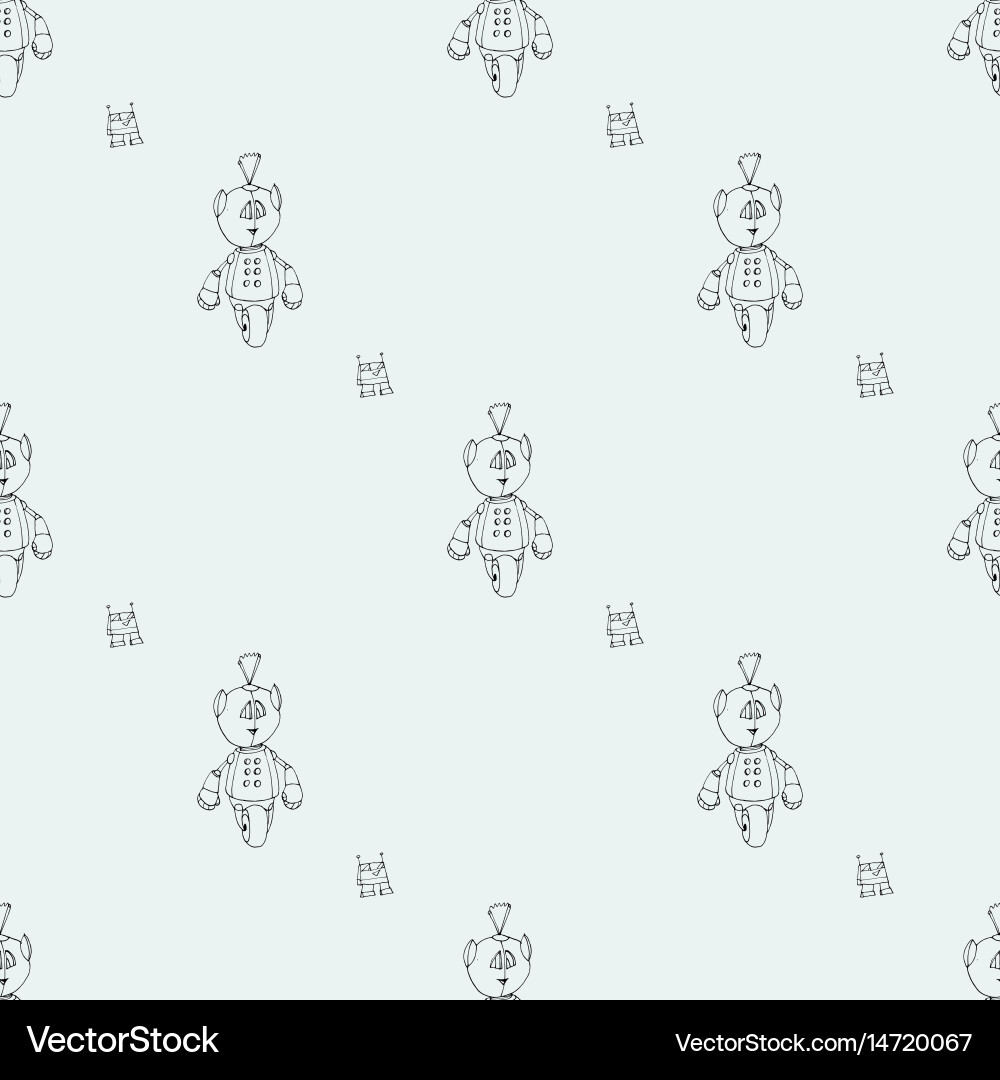 Robot doodles pattern Vector Image