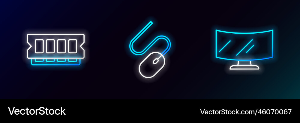 Set line computer monitor screen ram random Vector Image