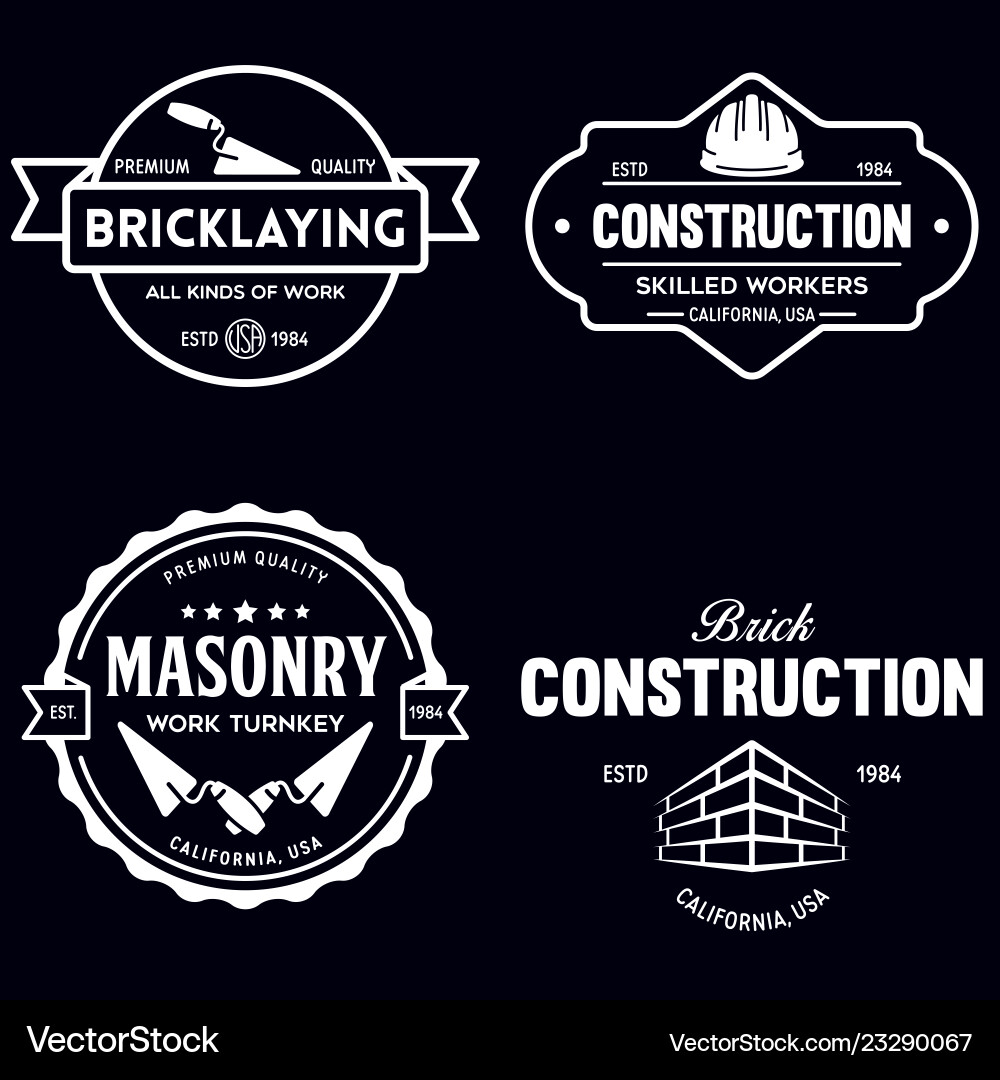 Set of vintage construction and bricklaying labels vector image