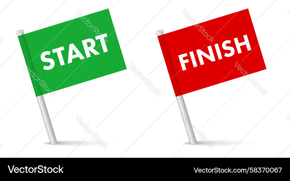 Start and Finish Flags - 3D Map Pointer Vector Image