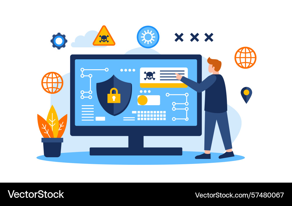 System hacking flat design System hacking flat design Vector Image