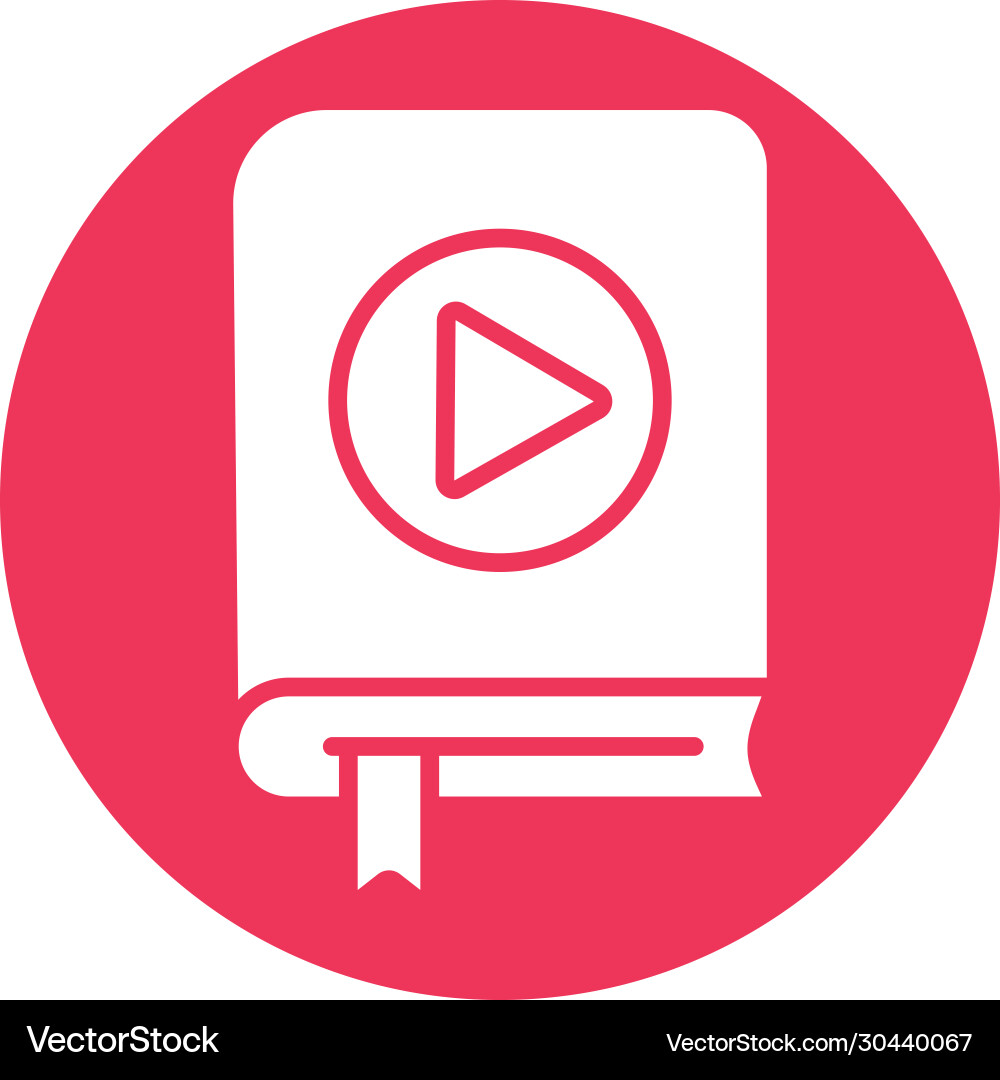 Text book with play button block style icon Vector Image
