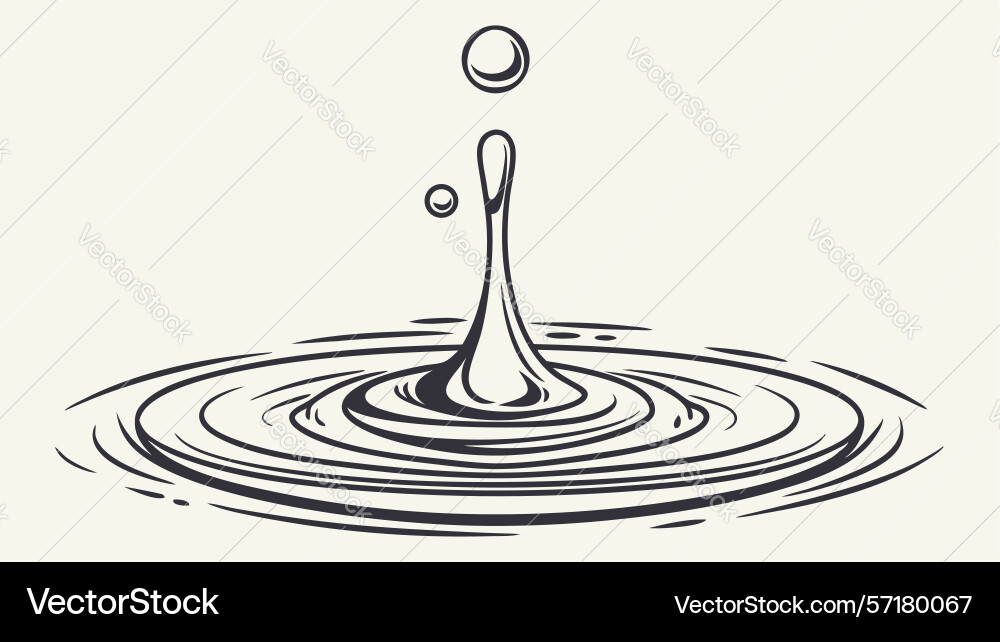 Water drop hitting surface creating dynamic vector image