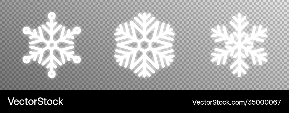 White Snowflake Set on Transparent Background Vector Image