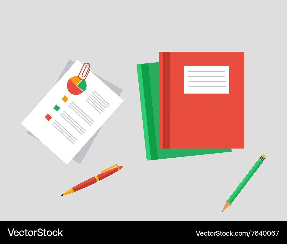 Work table tablet and document design flat Vector Image