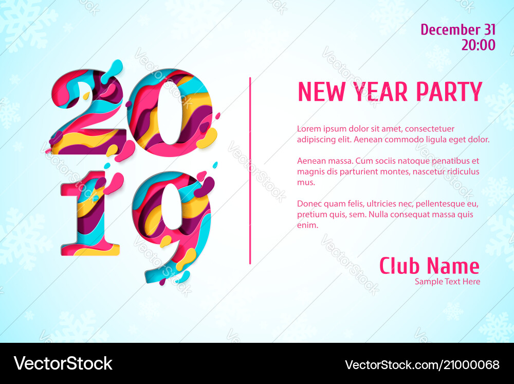 2019 New Year Paper Cut Banner vector image