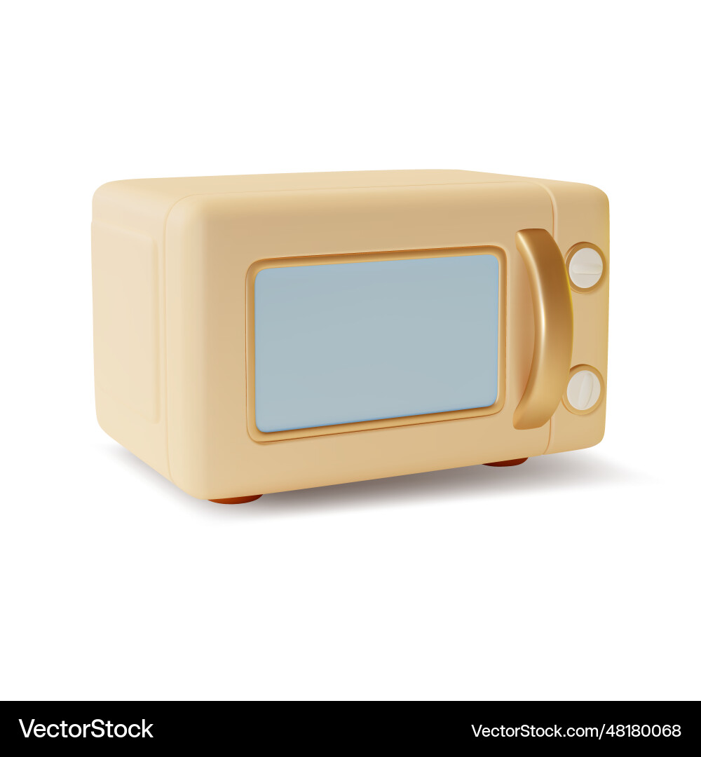 3d microwave oven with closed door cartoon style 3d microwave oven with closed door cartoon style vector image